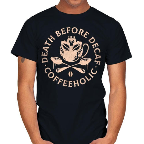 Death Before Decaf - Mens T-Shirts RIPT Apparel Small / Black