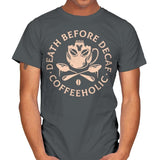 Death Before Decaf - Mens T-Shirts RIPT Apparel Small / Charcoal