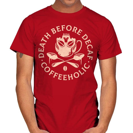 Death Before Decaf - Mens T-Shirts RIPT Apparel Small / Red