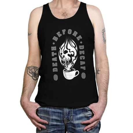 Death before Decaf - Tanktop Tanktop RIPT Apparel X-Small / Black