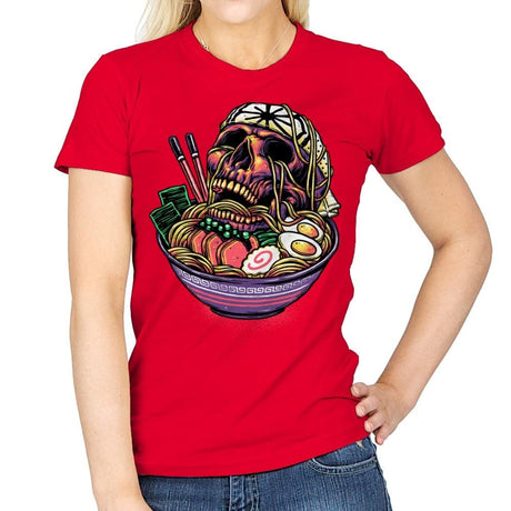 Death By Ramen - Womens T-Shirts RIPT Apparel Small / Red