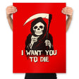 Death Chose You! - Anytime - Prints Posters RIPT Apparel 18x24 / Red