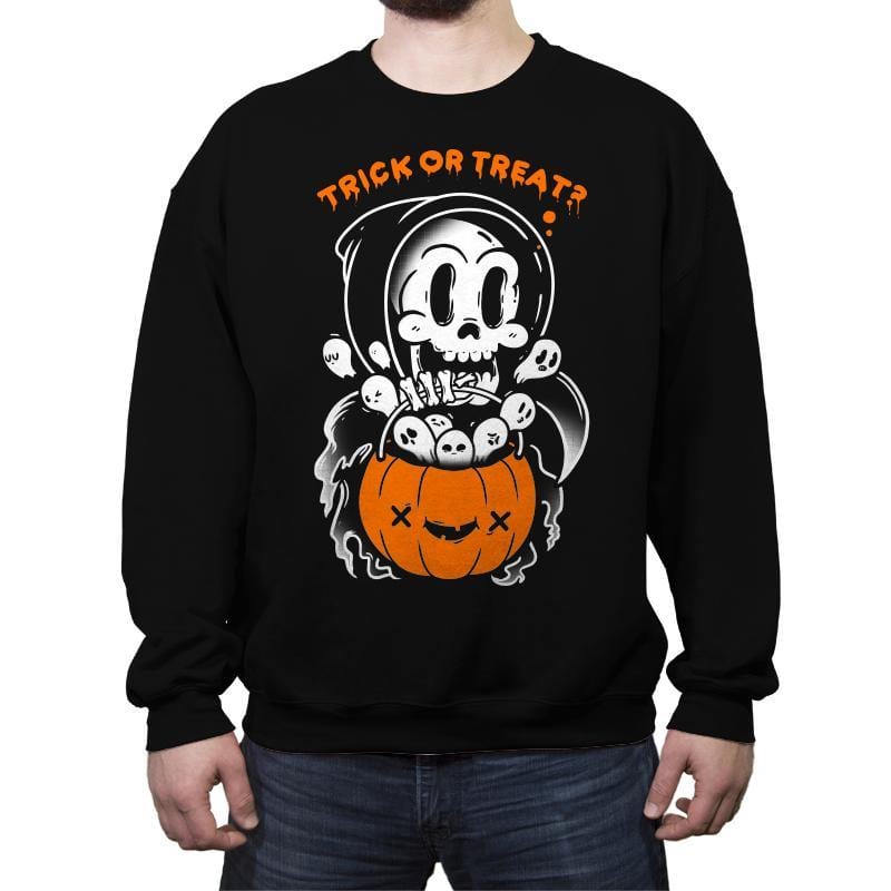 Death's Trick or Treat - Anytime - Crew Neck Sweatshirt Crew Neck Sweatshirt RIPT Apparel