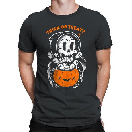 Death's Trick or Treat - Anytime - Mens Premium T-Shirts RIPT Apparel Small / Heavy Metal