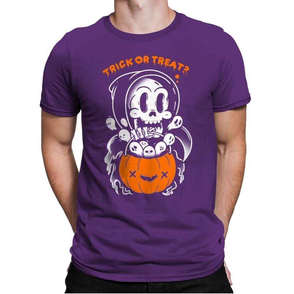 Death's Trick or Treat - Anytime - Mens Premium T-Shirts RIPT Apparel Small / Purple Rush