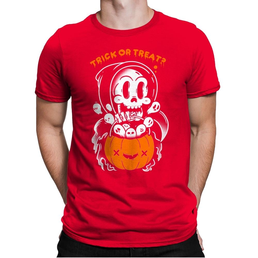 Death's Trick or Treat - Anytime - Mens Premium T-Shirts RIPT Apparel Small / Red