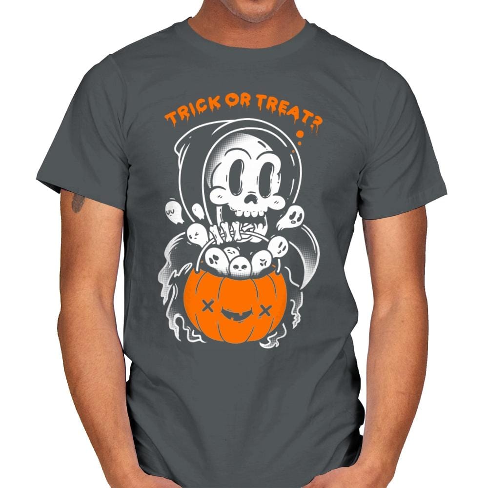 Death's Trick or Treat - Anytime - Mens T-Shirts RIPT Apparel Small / Charcoal