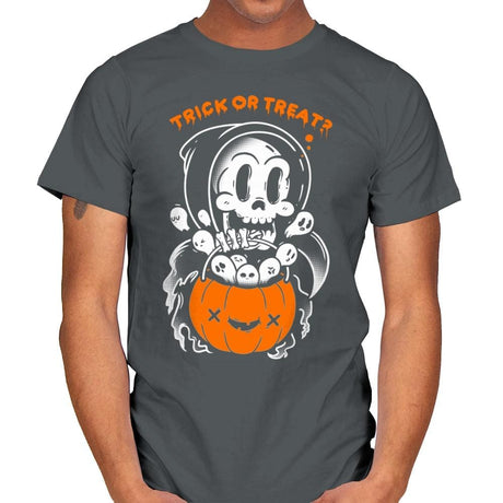 Death's Trick or Treat - Anytime - Mens T-Shirts RIPT Apparel Small / Charcoal