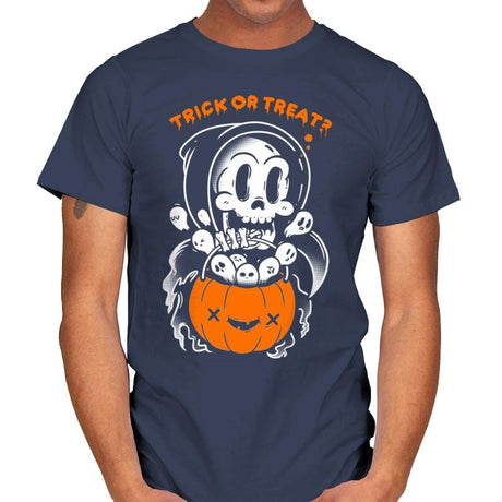Death's Trick or Treat - Anytime - Mens T-Shirts RIPT Apparel Small / Navy