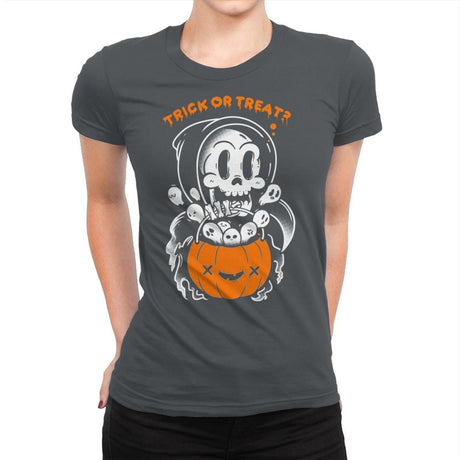 Death's Trick or Treat - Anytime - Womens Premium T-Shirts RIPT Apparel Small / Heavy Metal
