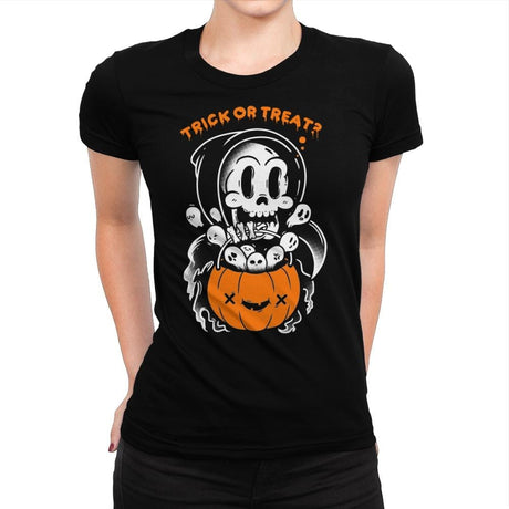 Death's Trick or Treat - Anytime - Womens Premium T-Shirts RIPT Apparel Small / Indigo