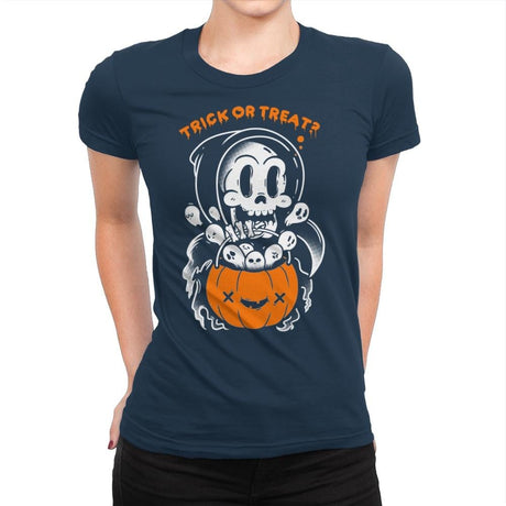 Death's Trick or Treat - Anytime - Womens Premium T-Shirts RIPT Apparel Small / Midnight Navy