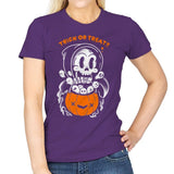 Death's Trick or Treat - Anytime - Womens T-Shirts RIPT Apparel Small / Purple