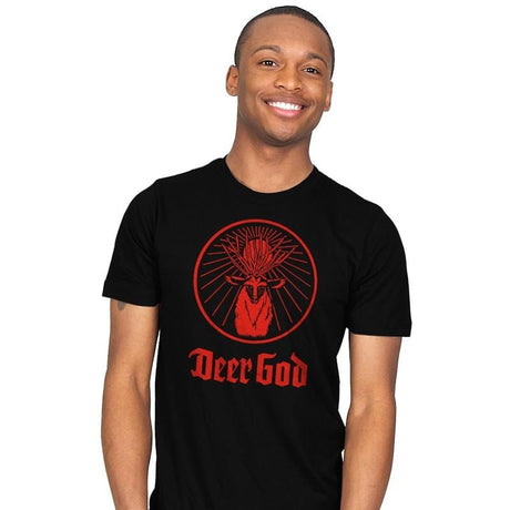 Deer God - Mens T-Shirts RIPT Apparel Small / Black