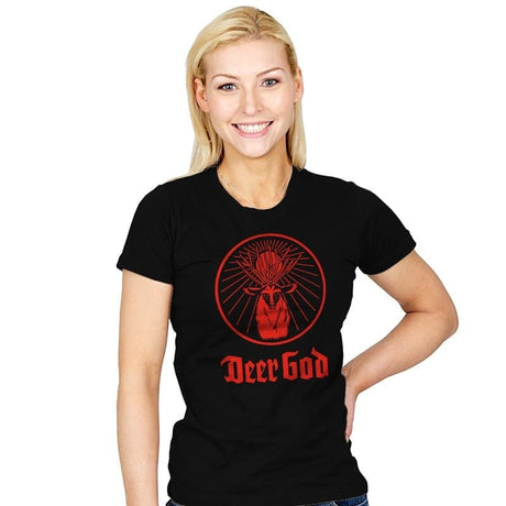 Deer God - Womens T-Shirts RIPT Apparel Small / Black