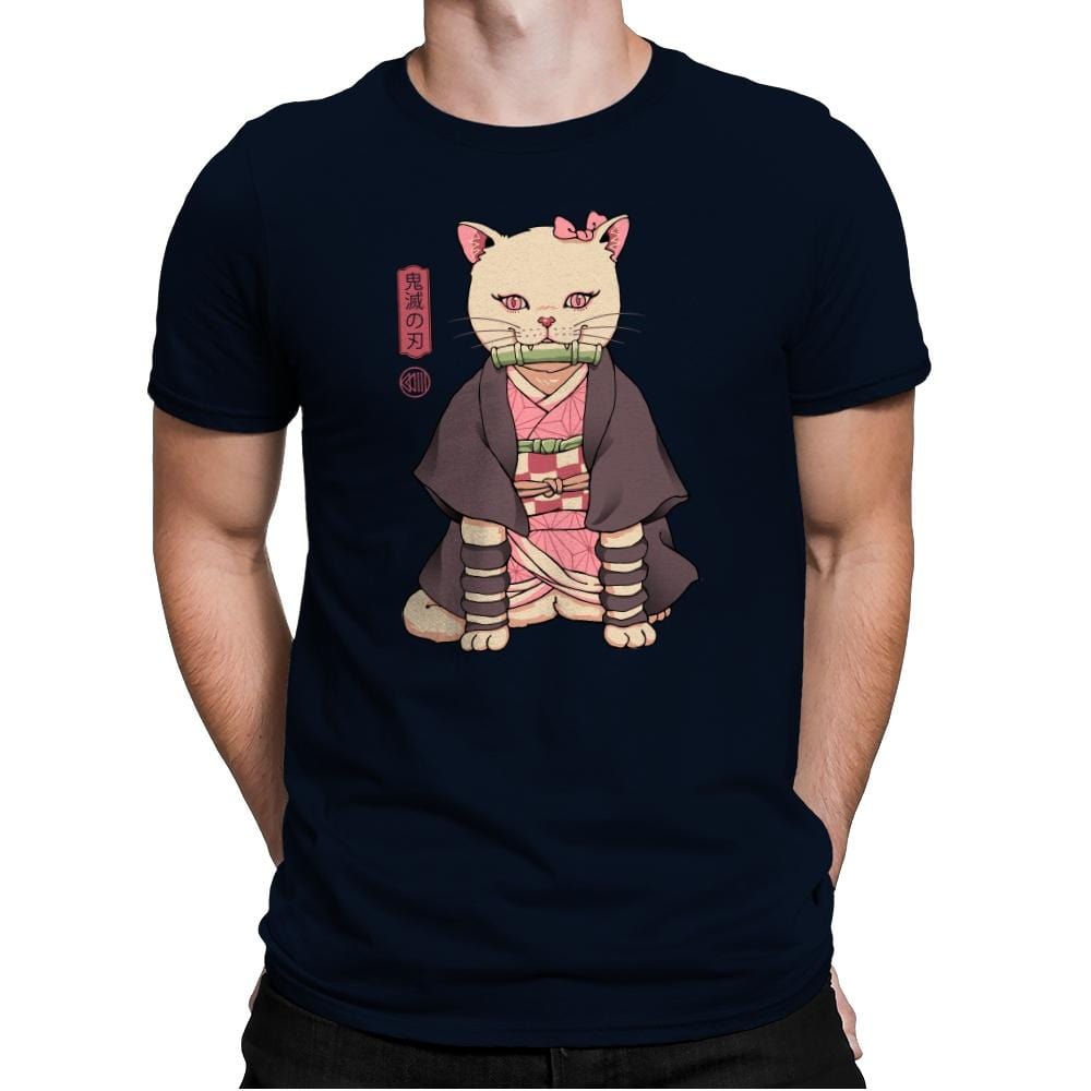 Demon Cat Girl - Mens Premium T-Shirts RIPT Apparel Small / Midnight Navy