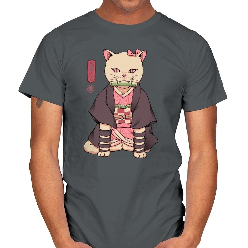 Demon Cat Girl - Mens T-Shirts RIPT Apparel Small / Charcoal