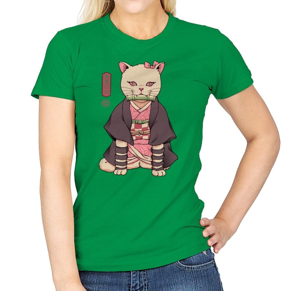 Demon Cat Girl - Womens T-Shirts RIPT Apparel Small / Irish Green