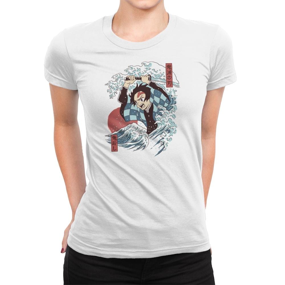 Demons Slayer Ukiyo E - Womens Premium T-Shirts RIPT Apparel Small / ffffff