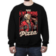 Devil Hunter Game Pizza - Crew Neck Sweatshirt Crew Neck Sweatshirt RIPT Apparel Small / Black