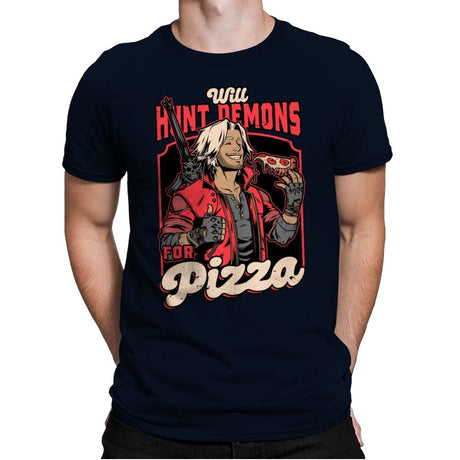 Devil Hunter Game Pizza - Mens Premium T-Shirts RIPT Apparel Small / Midnight Navy