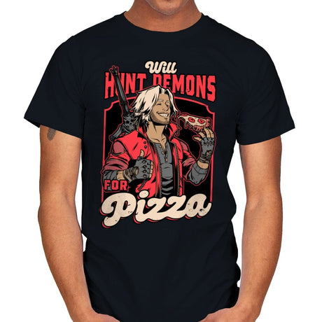 Devil Hunter Game Pizza - Mens T-Shirts RIPT Apparel Small / Black