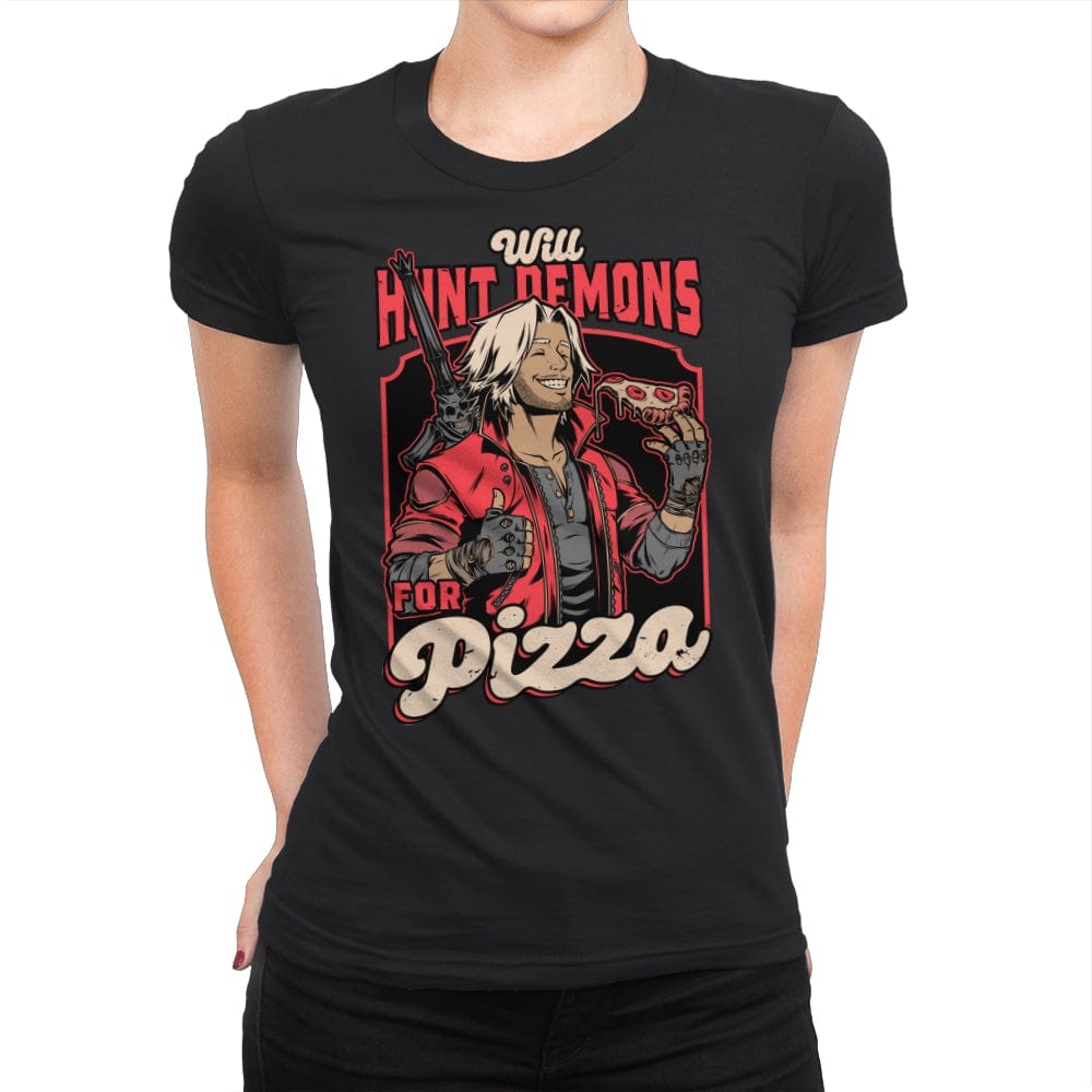 Devil Hunter Game Pizza - Womens Premium T-Shirts RIPT Apparel Small / Black