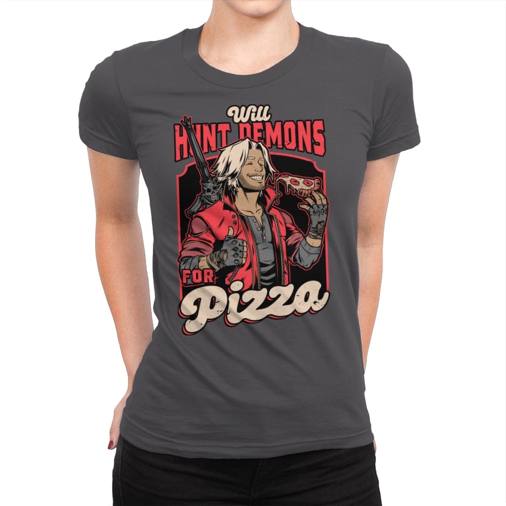 Devil Hunter Game Pizza - Womens Premium T-Shirts RIPT Apparel Small / Heavy Metal