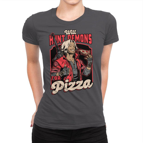 Devil Hunter Game Pizza - Womens Premium T-Shirts RIPT Apparel Small / Heavy Metal