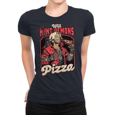 Devil Hunter Game Pizza - Womens Premium T-Shirts RIPT Apparel Small / Midnight Navy