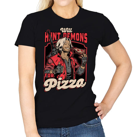 Devil Hunter Game Pizza - Womens T-Shirts RIPT Apparel Small / Black