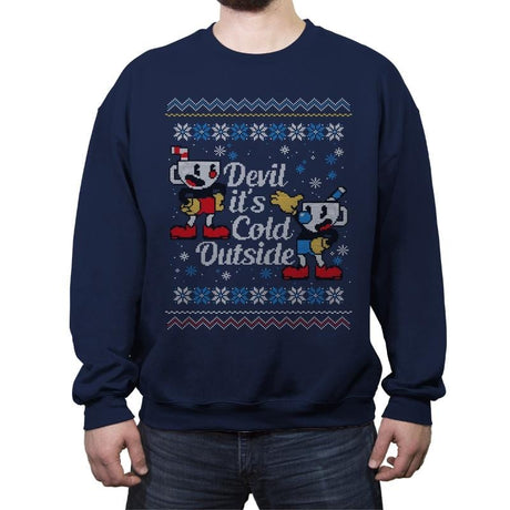 Devil it's Cold Outside - Ugly Holiday - Crew Neck Sweatshirt Crew Neck Sweatshirt Gooten 2x-large / Navy