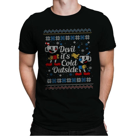 Devil it's Cold Outside - Ugly Holiday - Mens Premium T-Shirts RIPT Apparel Small / Black