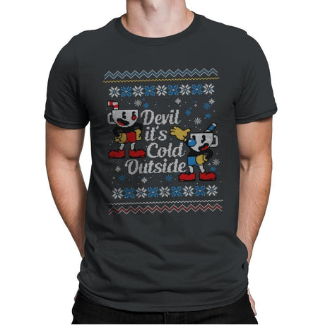 Devil it's Cold Outside - Ugly Holiday - Mens Premium T-Shirts RIPT Apparel Small / Heavy Metal