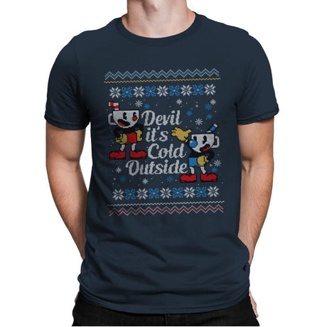 Devil it's Cold Outside - Ugly Holiday - Mens Premium T-Shirts RIPT Apparel Small / Indigo