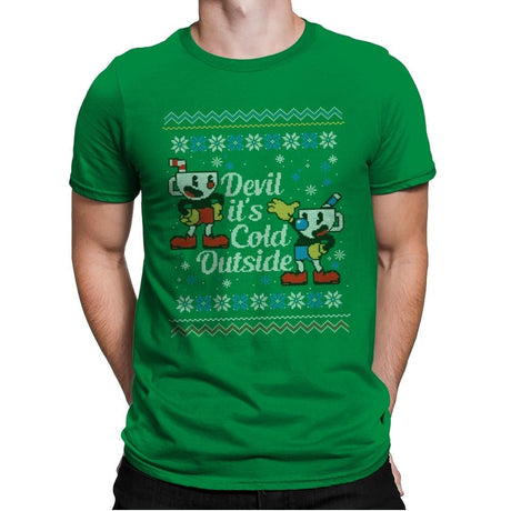 Devil it's Cold Outside - Ugly Holiday - Mens Premium T-Shirts RIPT Apparel Small / Kelly Green
