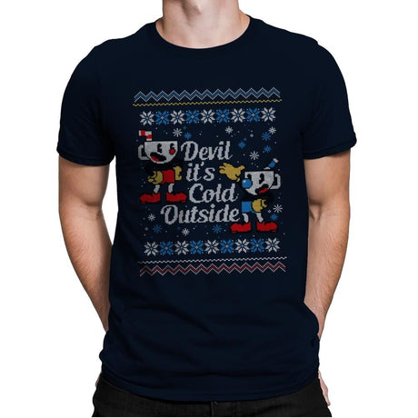 Devil it's Cold Outside - Ugly Holiday - Mens Premium T-Shirts RIPT Apparel Small / Midnight Navy