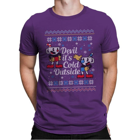 Devil it's Cold Outside - Ugly Holiday - Mens Premium T-Shirts RIPT Apparel Small / Purple Rush