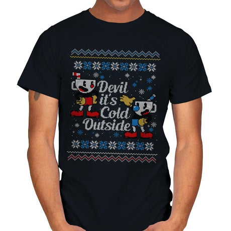 Devil it's Cold Outside - Ugly Holiday - Mens T-Shirts RIPT Apparel Small / Black