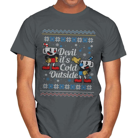Devil it's Cold Outside - Ugly Holiday - Mens T-Shirts RIPT Apparel Small / Charcoal