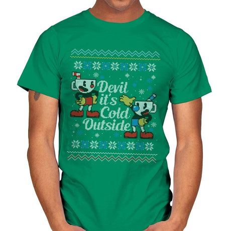 Devil it's Cold Outside - Ugly Holiday - Mens T-Shirts RIPT Apparel Small / Kelly Green