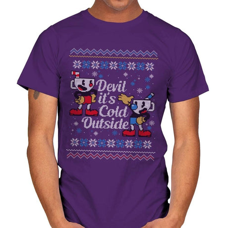Devil it's Cold Outside - Ugly Holiday - Mens T-Shirts RIPT Apparel Small / Purple