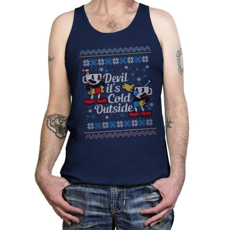 Devil it's Cold Outside - Ugly Holiday - Tanktop Tanktop RIPT Apparel X-Small / Navy