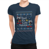 Devil it's Cold Outside - Ugly Holiday - Womens Premium T-Shirts RIPT Apparel Small / Midnight Navy