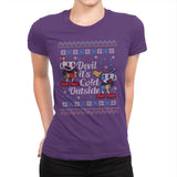 Devil it's Cold Outside - Ugly Holiday - Womens Premium T-Shirts RIPT Apparel Small / Purple Rush