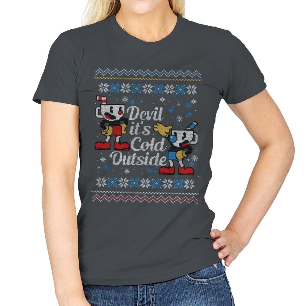 Devil it's Cold Outside - Ugly Holiday - Womens T-Shirts RIPT Apparel Small / Charcoal