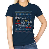 Devil it's Cold Outside - Ugly Holiday - Womens T-Shirts RIPT Apparel Small / Navy