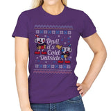 Devil it's Cold Outside - Ugly Holiday - Womens T-Shirts RIPT Apparel Small / Purple