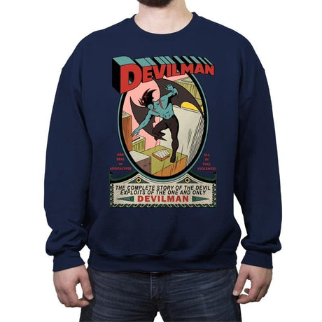 Devilman - Crew Neck Sweatshirt Crew Neck Sweatshirt RIPT Apparel Small / Navy