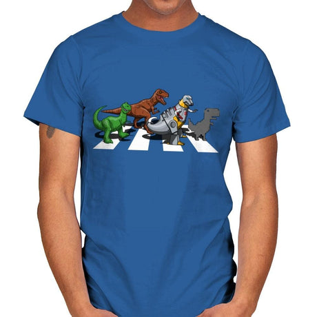 Dino Crossing - Mens T-Shirts RIPT Apparel Small / Royal